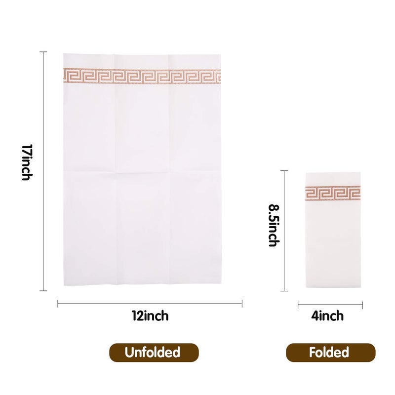 Vplus 200 PACK Guest Towels Disposable Bathroom, Decorative Bathroom Napkins, Soft and Absorbent Disposable Dinner Napkins Cloth Like for Kitchen, Parties, Weddings, Christmas Party(Rose Gold) - Image 3